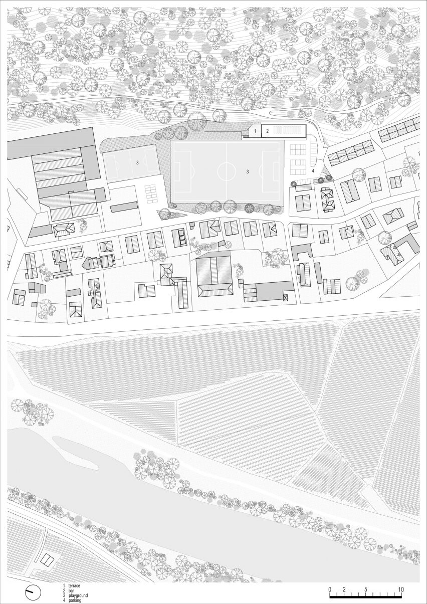 Site plan of Fieldhouse sports centre in South Tyrol by MoDus Architects