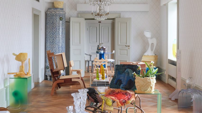Interior of Stockholm manor with art and furniture
