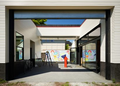 Courtyard with art