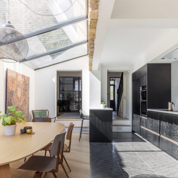 Open-plan kitchen and diner of Hackey House by Applied Studio