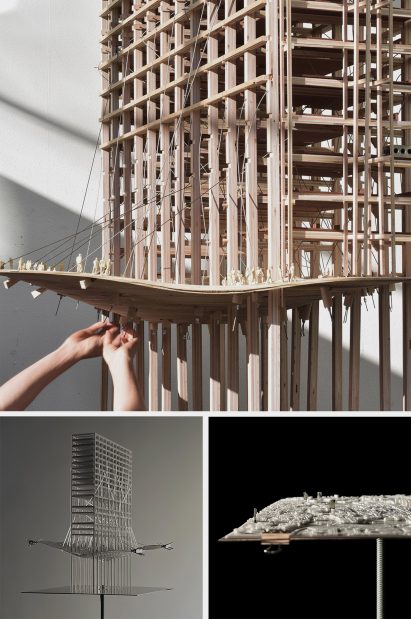 Collage of visualisations showing high rise