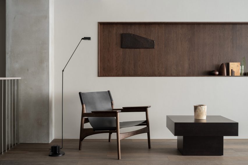 Wooden wall recess at Karimoku showroom