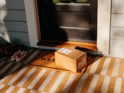 Mill box in front of a door