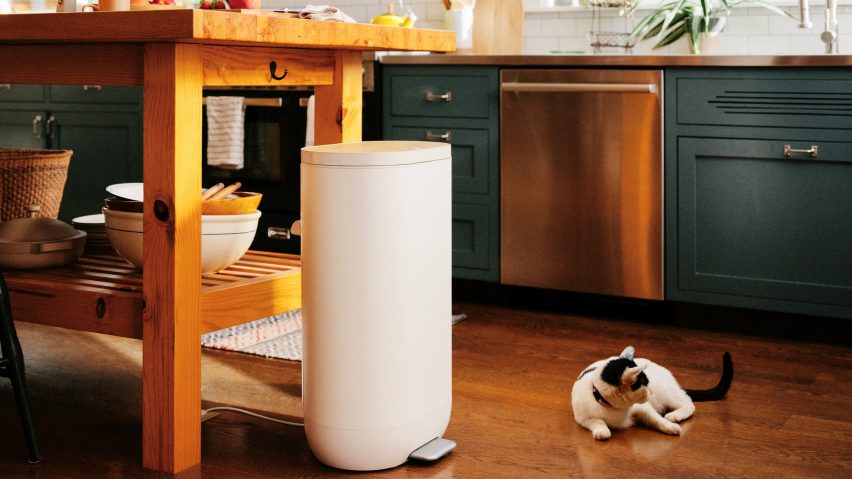 Photo of the Mill food waste bin in a kitchen