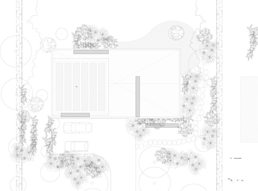 Roof plan of Beli House by Studio Okami Architecten