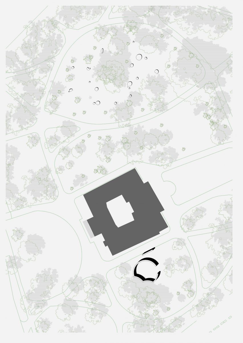 Plan of installation site showing castle and locations of installations