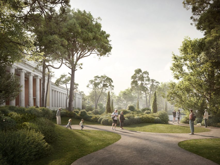 External render of National Archaeological Museum in Athens by David Chipperfield Architects
