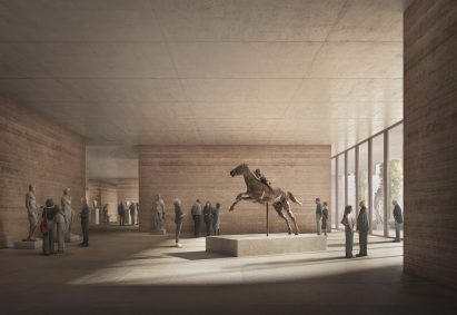 Rammed earth gallery interior