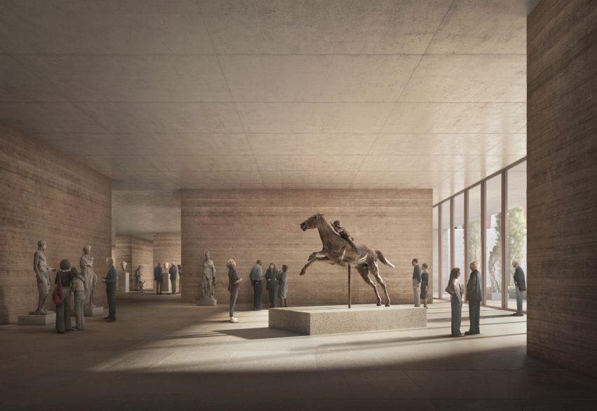 Interior render of National Archaeological Museum in Athens by David Chipperfield Architects