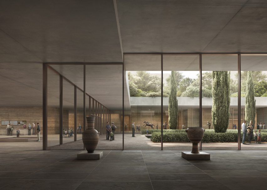 Interior render of National Archaeological Museum in Athens by David Chipperfield Architects