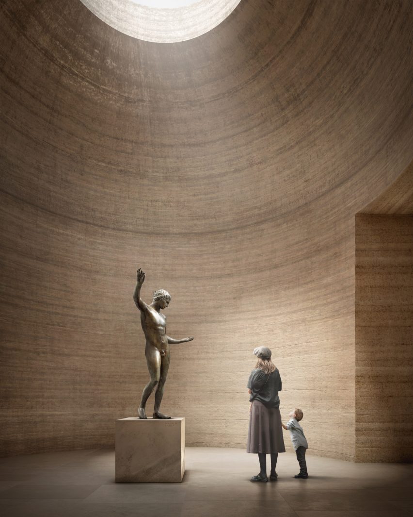 Interior render of National Archaeological Museum in Athens by David Chipperfield Architects