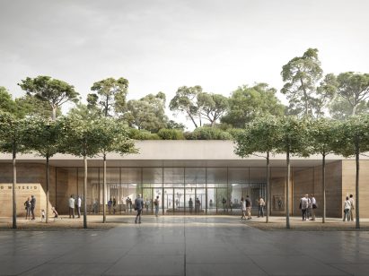 Entrance to rammed-earth gallery in Athens