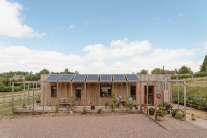 Elevation of Nest House with photovoltaic panels