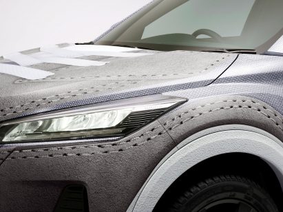 Suede details on New Balance car