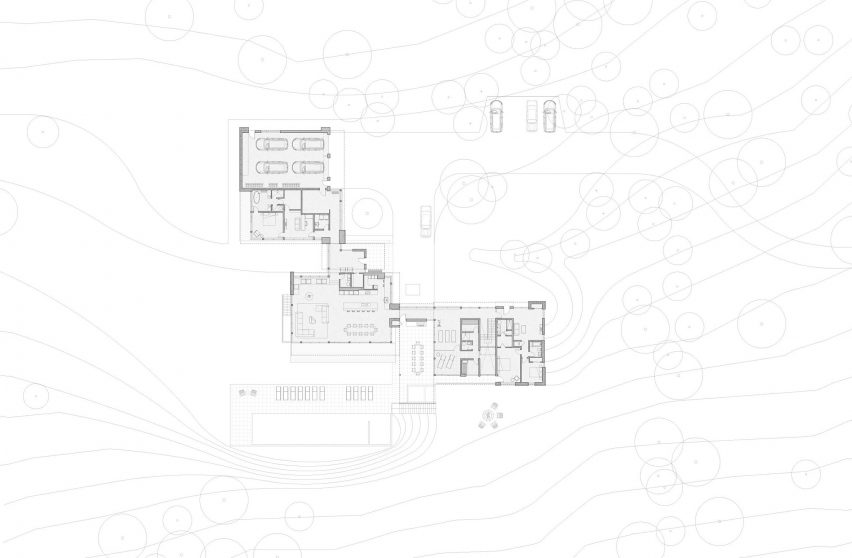 Floor plan of the Three Summits house in Vermont by Nós