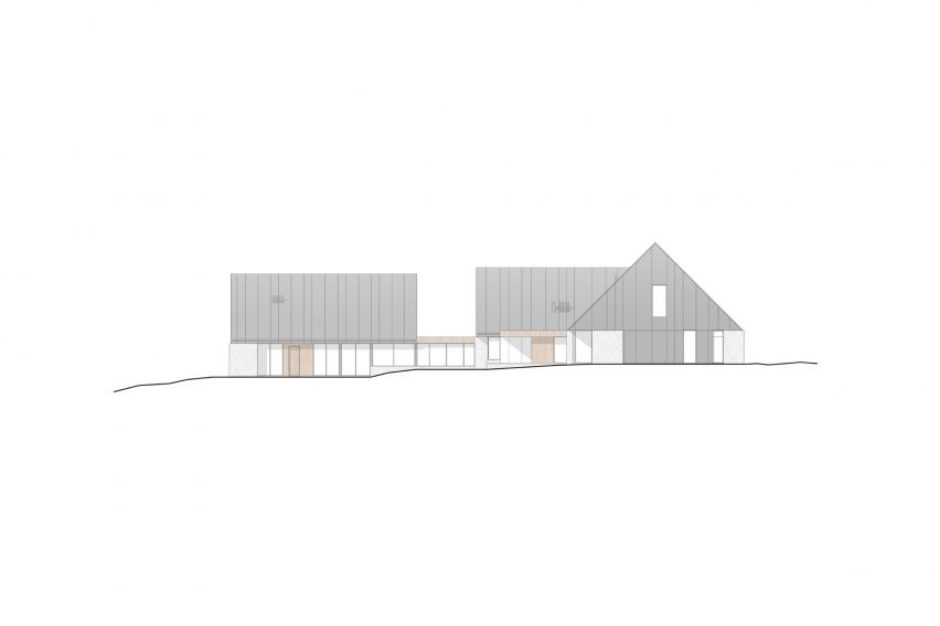 Elevation drawing of the Three Summits house in Vermont by Nós