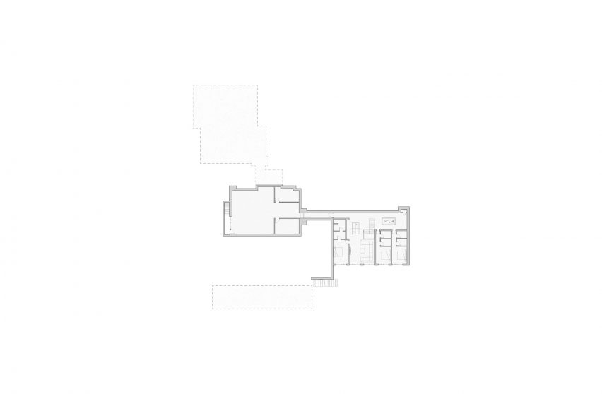 Basement floor plan of the Three Summits house in Vermont by Nós