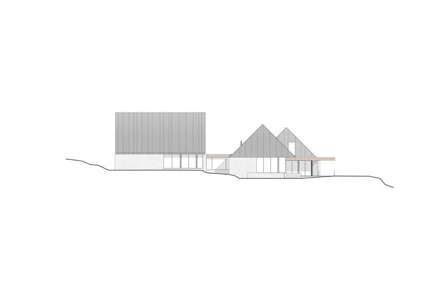 Elevation drawing of the Three Summits house in Vermont by Nós