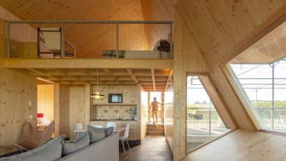 Angular roofline and balconies at Quinta da Faísca apartments by Carlos Castanheira
