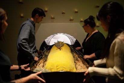 Body being placed into transitional vessel in Recompose Seattle