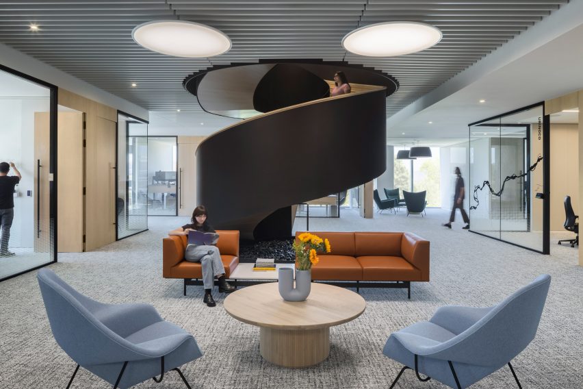 Lounge area in front of staircase