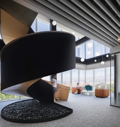 Spiral staircase in corner void