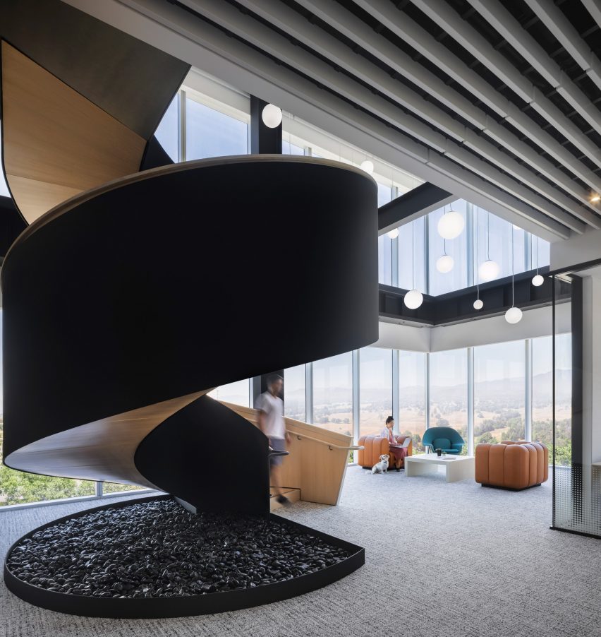 Spiral staircase in corner void