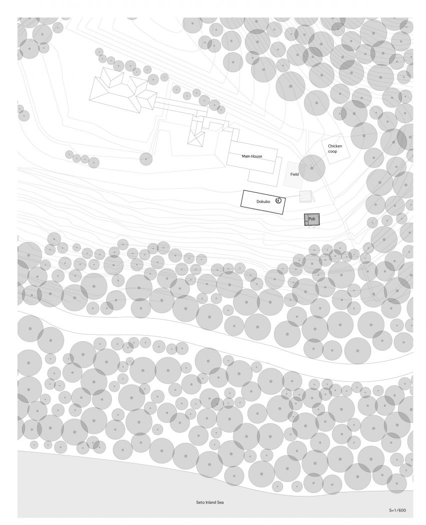 Site plan of the guesthouse and bar designed by Schemata Architects