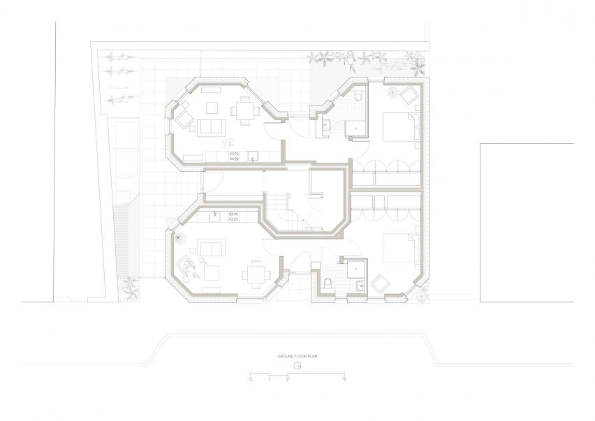 Ground floor plan of Simon Square apartments by Fraser/Livingstone