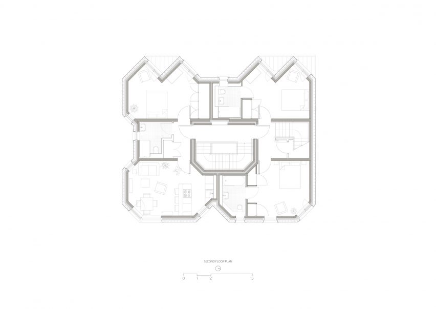 Second floor plan of Simon Square apartments by Fraser/Livingstone