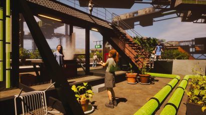 Visualisation showing roof terrace with people standing on it