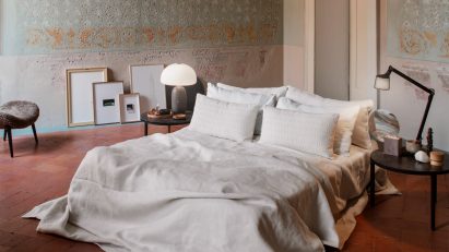 Bedroom at the Vipp pop-up hotel