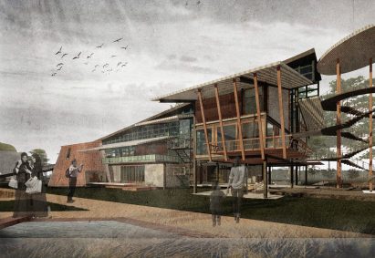 Exterior visualisation of large building