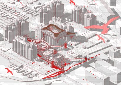 Exterior visualisation of large building
