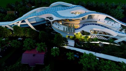 Exterior visualisation of large building