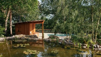 Exterior of pool house by Surman Weston