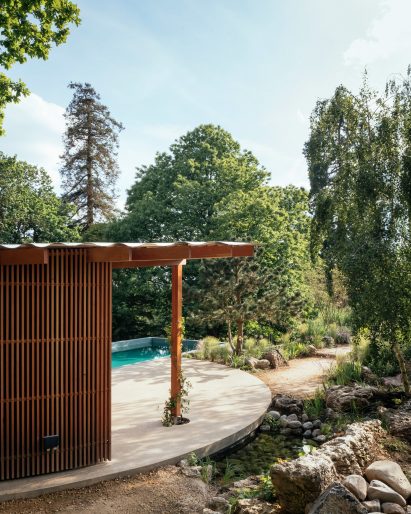 Garden pavilion with swimming pool