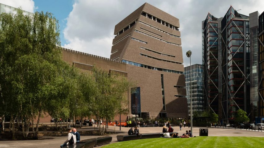 Exterior of Tate Modern extension beside Neo Bankside housing