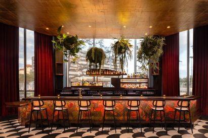 Bar with painted mural by Carissa Marx