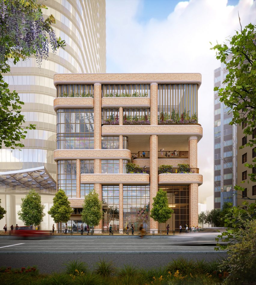 Stacked terraces at The British School by Thomas Heatherwick