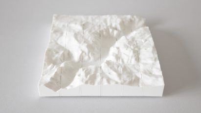 White puzzle informed by Yosemite Valley in Sierra Nevada, California
