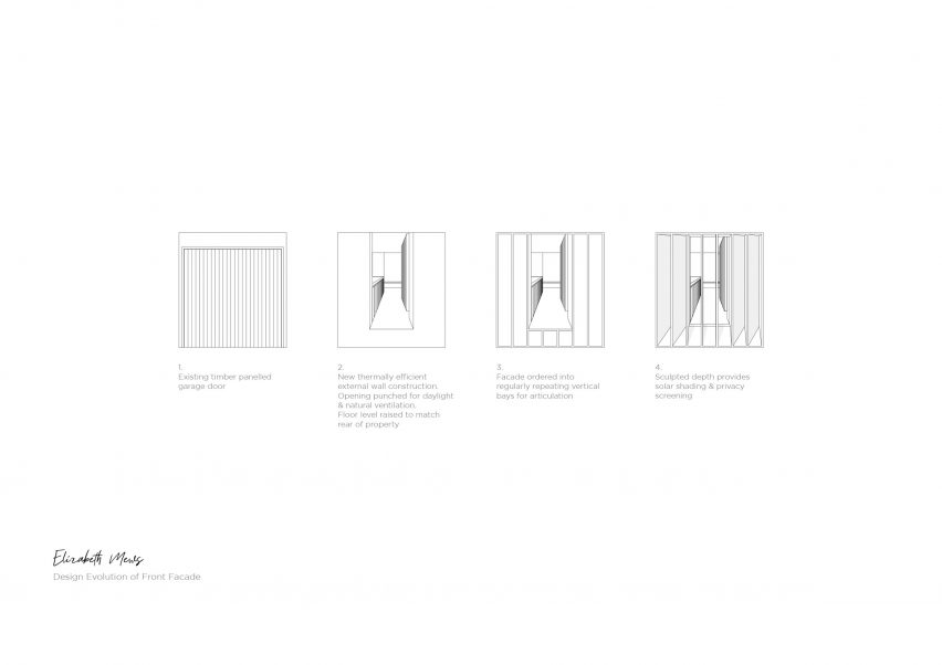 Diagram drawings of the louvres at the London mews house designed by Trewhela Williams