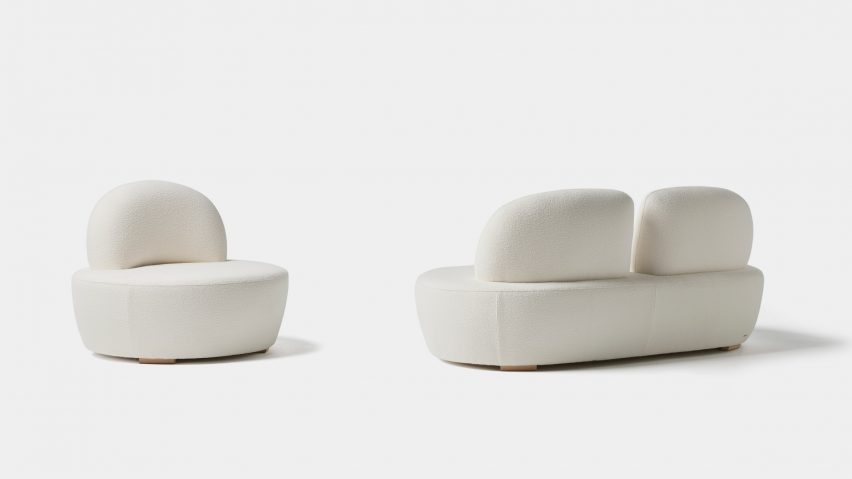 White seating on white background