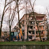 Damaged building in Ukraine