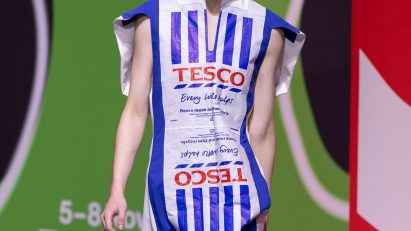 JW Anderson Tesco carrier bag at London Fashion Week