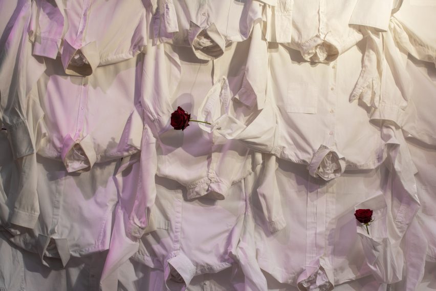Close-up of dress shirts used for Underbar bar