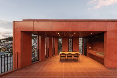 Terracotta tiles in mixed-use development by Urlo Studio