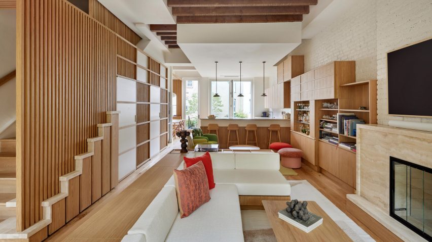 Japanese-influenced living room at Warren Street Townhouse