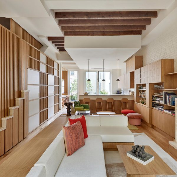 Japanese-influenced living room at Warren Street Townhouse