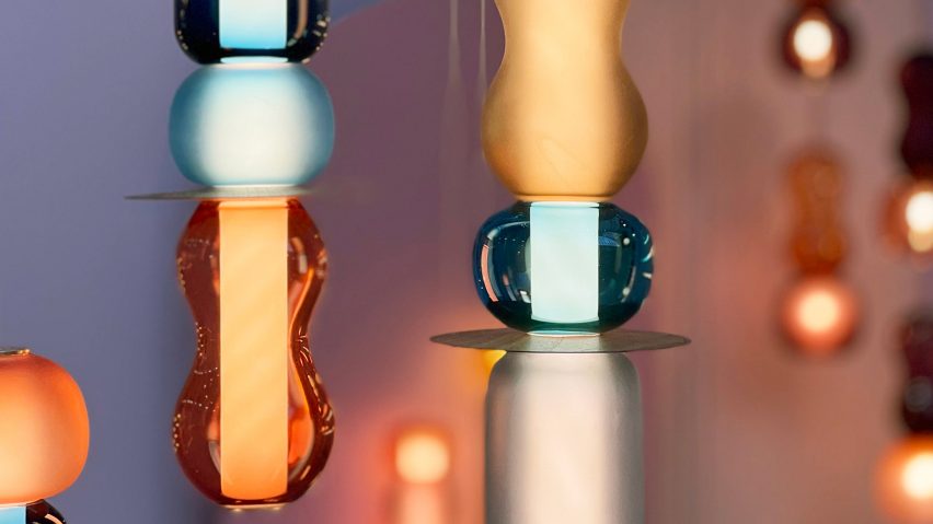 Detail of vertical glass light bars